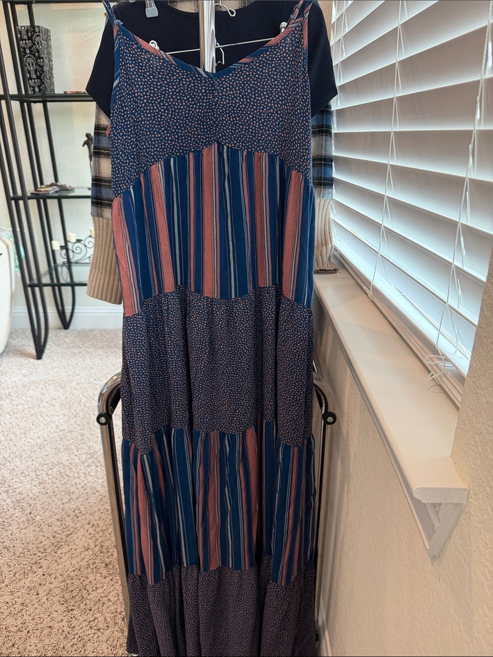 Women’s Navy & Rust Striped Maxi Dress